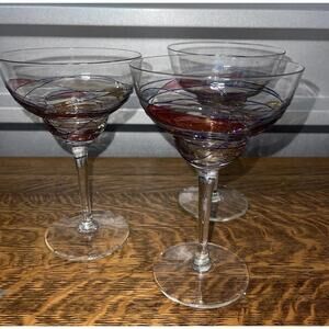 3 Mosaic Art Stained Glass Margarita Purple Gold Swirl #60A